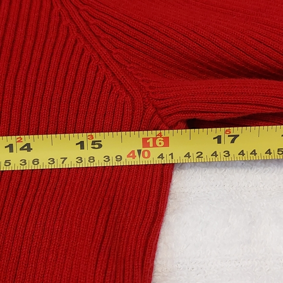 Vintage Lauren Ralph Lauren RLL Logo Red Ribbed Knit Turtle Neck Top Size Small - Picture 6 of 7